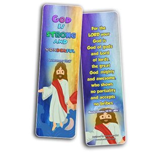 Powerful God Bible Verse Bookmarks for Kids (30 Pack) - Handy Powerful God Memory Verses for Kids to Learn and Memorize