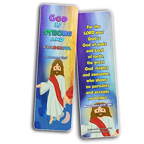 Powerful God Bible Verse Bookmarks for Kids (30 Pack) - Handy Powerful God Memory Verses for Kids to Learn and Memorize