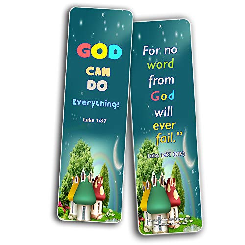 Powerful God Bible Verse Bookmarks for Kids (30 Pack) - Handy Powerful God Memory Verses for Kids to Learn and Memorize