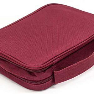 Burgundy Reinforced Canvas Bible Cover Case with Handle and Stationary, X-Large