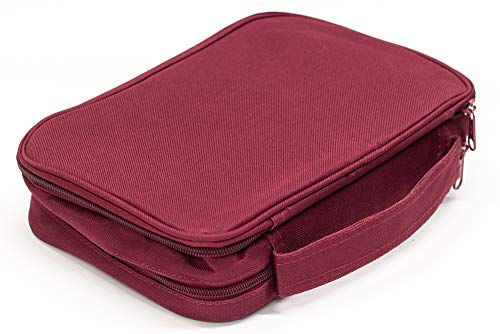 Burgundy Reinforced Canvas Bible Cover Case with Handle and Stationary, X-Large