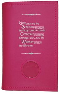 culver enterprises alcoholics anonymous aa soft paperback big book cover serenity prayer & medallion holder pink