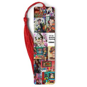 bookmarks metal ruler frida bookography collage measure tassels bookworm for gift book reading bibliophile markers christmas ornament bookmark