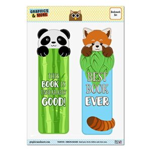 set of 2 glossy laminated bookmarks – animals pets – panda this book is unbearably good and red panda best book ever
