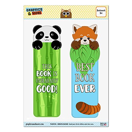 Set of 2 Glossy Laminated Bookmarks - Animals Pets - Panda This Book is Unbearably Good and Red Panda Best Book Ever