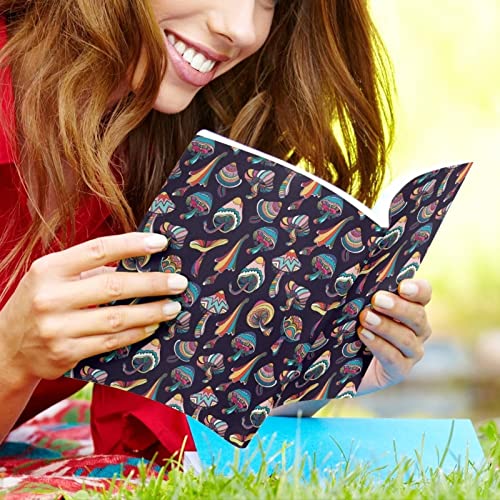 YEXIATODO Purple Mushroom Book Sleeve Cover Hard Books Cover for Paperback, Washable Fabric, Book Protector Tablet Pc Case Cover for Adult