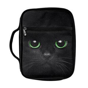 dreaweet black cat bible cover carrying bible case with pockets zipper book bible holder totes bag for women men, animal print adults kids bible accessories