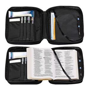 Dreaweet Black Cat Bible Cover Carrying Bible Case with Pockets Zipper Book Bible Holder Totes Bag for Women Men, Animal Print Adults Kids Bible Accessories