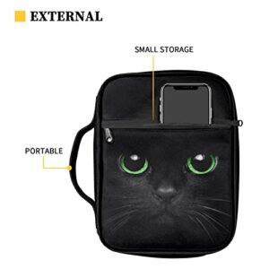 Dreaweet Black Cat Bible Cover Carrying Bible Case with Pockets Zipper Book Bible Holder Totes Bag for Women Men, Animal Print Adults Kids Bible Accessories