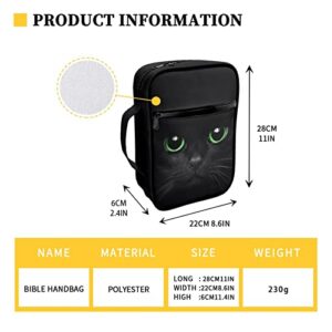 Dreaweet Black Cat Bible Cover Carrying Bible Case with Pockets Zipper Book Bible Holder Totes Bag for Women Men, Animal Print Adults Kids Bible Accessories