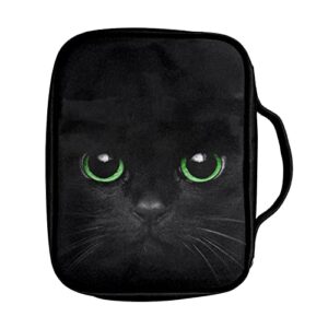 Dreaweet Black Cat Bible Cover Carrying Bible Case with Pockets Zipper Book Bible Holder Totes Bag for Women Men, Animal Print Adults Kids Bible Accessories