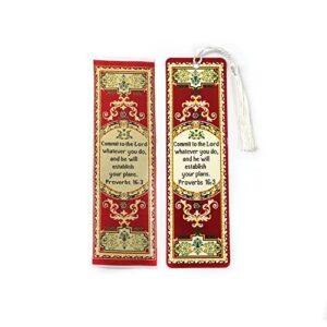 fabric bible bookmark with bonus tassel bookmark – proverbs 16:3: commit to the lord bible book markers – christian bookmarks for women & men – religious bookmarks – christian gifts for women
