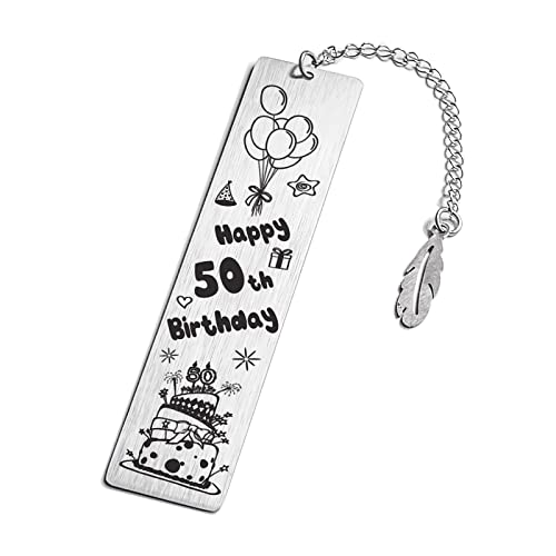 Stainless Steel Bookmark for Book Lover for Kids Girls Women Men Book Marks Happy 50th Birthday Christmas Gift