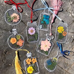 gzwccvsn transparent dried flower bookmarks kit – homemade pressed bookmarks, diy bookmark craft, glassware stickers, page clips herbarium (bookmarks 01/30pcs)