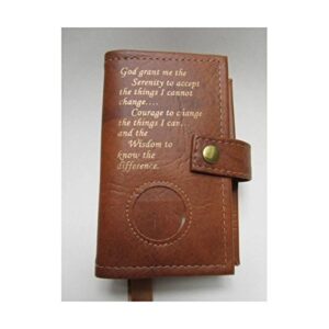 pocket size double alcoholics anonymous aa big book & 12 steps & 12 traditions book cover medallion holder tan