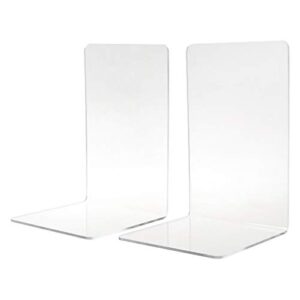 tegongse 2pcs book ends, clear acrylic bookends, non-skid bookend supports, book stopper for books/movies/cds/video games