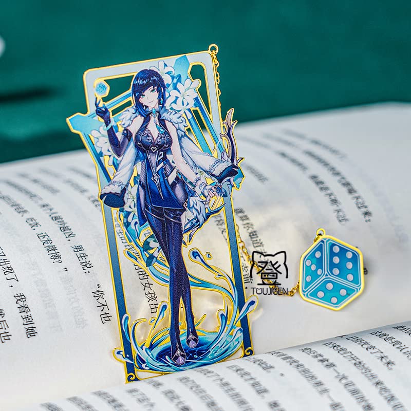 BSAPP Genshin Impact Yelan Metal Bookmark, for Genshin Fans Book Lovers Readers