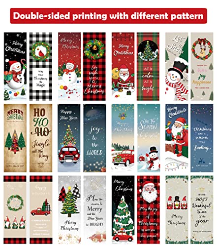 PRIMATCH 36 Pieces Cute Christmas Bookmarks for Women Men Kids Book Lovers, Double-Sided Holiday Bookmark Book Marker with Santa Snowman Design for Girs Boys Students Adult Xmas Gifts