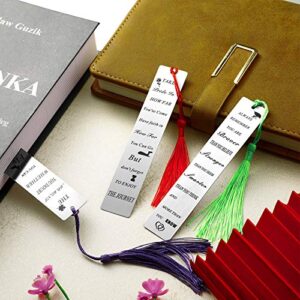 3PCS Inspirational Bookmarks Back to School Supplies for Kids Teen Girls Metal Motivational Bookmark with Tassel for Book Lovers First Day of School Gift Students Teachers Friends Birthday