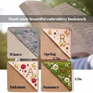 Personalized Hand Embroidered Corner Bookmark, 26 Letters Felt Triangle Corner Page Bookmark,Handmade Stitched Book Marker Bookmarks for Book Lovers Meaningful Gifts