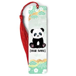 personalized bookmark customized name animal panda bear bookmarks gifts for book lovers women men readers boy girl on birthday christmas design your own metal markers ruler ornament, multicolored