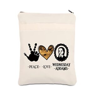 cmnim wednesday book sleeve protector horror book cover family movie inspired gift peace love wednesday merchandise for fans (wednesday book sleeve)