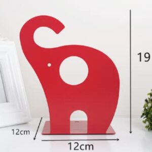 zmgmsmh one Pair Cute Cartoon Elephant Nonskid Bookends Art Bookend Metal Bookends (Red)