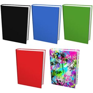Easy Apply, Reusable Book Covers 5 Pk. Best Jumbo 9x11 Textbook Jackets for Back to School. Stretchable to Fit Most Big Hardcover Books. Perfect Fun, Washable Designs for Girls, Boys, Kids and Teens