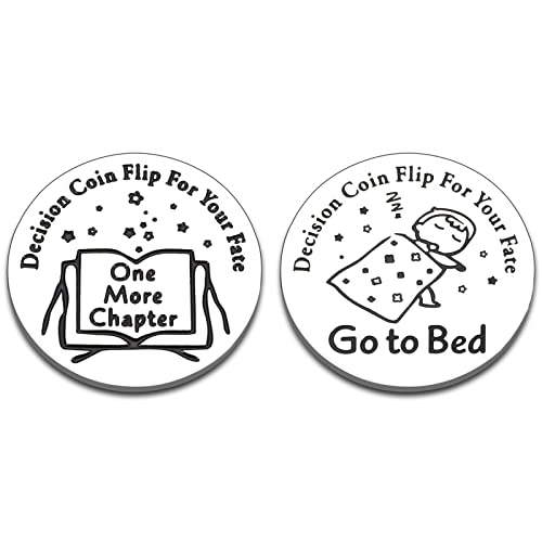 Funny Decision Destiny Flip Coin for Readers Chirsatams Stocking Stuffers for Booklovers Friend Girl Boy Decision Maker Coin for Reading Lover Valentines Birthday Gift for Women Men Writers Teachers