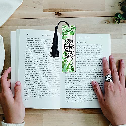 FIVE ELEPHANT Stay Positive Funny Inspirational Bookmark, Funny Reader Gifts, Reading Gifts, Gift for Men and Women, Book Lover Writers Friends