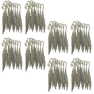 80pcs retro silver alloy feather bookmark w/loop for kids office reading