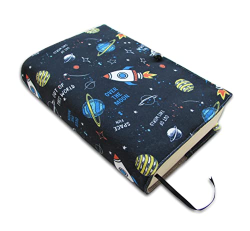 Book Sleeve Cover - Fabric Novel for Adult Books Cover for Paperback, Space Pattern Washable Book Protector - 5.5 x 8.2 x 1.6 Padded Case for Novel