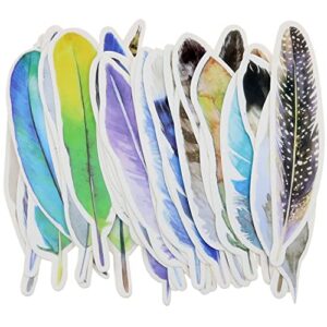 haidong 2 boxes/60pcs color feather paper reading bookmark, feather shape bookmark stationery supplies, feather bookmark