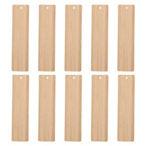 healifty 10pcs blank bamboo bookmark diy wooden bookmarks unfinished wood hanging tags with holes for diy crafts wedding birthday party decor
