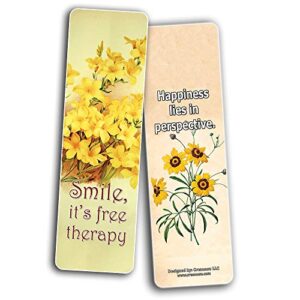 Creanoso Floral Inspirational Sayings Bookmarks (30-Pack) – Stocking Stuffers Gift for Men & Women, Teens – Awesome Bookmark Collection – Book Reading Rewards Incentives – Page Binder