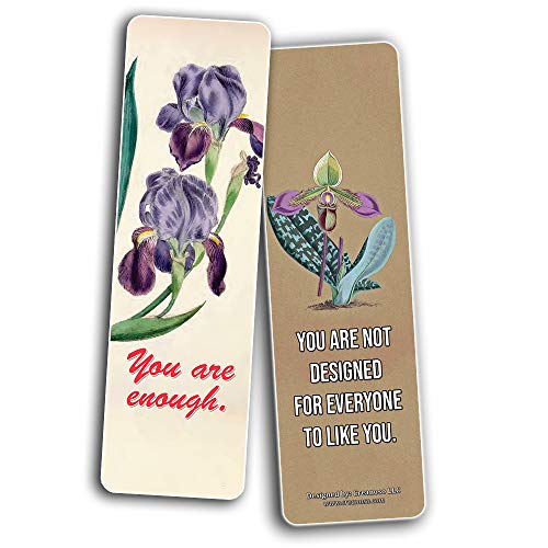 Creanoso Floral Inspirational Sayings Bookmarks (30-Pack) – Stocking Stuffers Gift for Men & Women, Teens – Awesome Bookmark Collection – Book Reading Rewards Incentives – Page Binder
