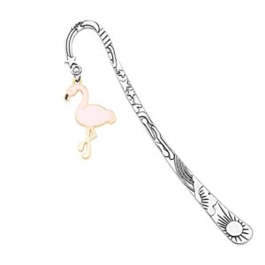 bobauna enamel flamingo themed bookmark flamingo bird lover jewelry gift for book lover (flamingo bookmark)