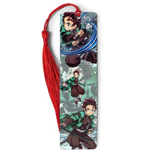 Bookmarks Ruler Metal Tanjiro Bookography Slayers Measure Bookworm Reading Tassels for Book Bibliophile Gift Reading Christmas Ornament Markers