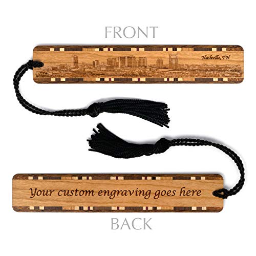 Personalized Nashville, Tennessee Skyline - Engraved Wooden Bookmark with Tassel - Made in USA