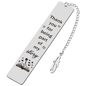 thank you for being part of my story stainless steel reading bookmarks, inspirational bookmarks for retirement，book lovers, students, teens, teacher birthday graduation christmas gifts