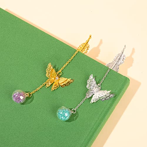 YYwingek Metal Feather Bookmark Book Makers Birthday Gift for Women Teachers Mothers Day 3D Butterfly Chain Book Marks for Book Lover Librarian Readers Lady Kids Girls Boys Female Bookworm