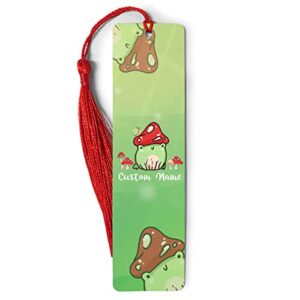 personalized bookmark, customized mushroom frog bookmarks with name, gifts for book lovers, animal frogs lover, women men on birthday christmas, custom metal markers ruler ornament, multicolor