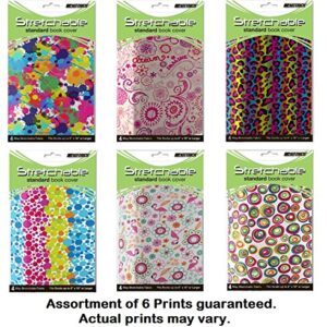 Kittrich BSJ-45106-12BJ Stretchable Book Covers, 6 Pack, Assorted Prints