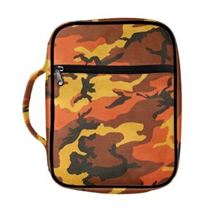 rnyleeg orange camo bible bag for kids, bible covers for men women, unique bible bags and totes for women with handles,gifts for men women