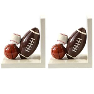 IMIKEYA Resin Bookend Book Stopper Football Basketball Heavy Duty Non-Skid Bookend for Room and Office Book Shelf Decor