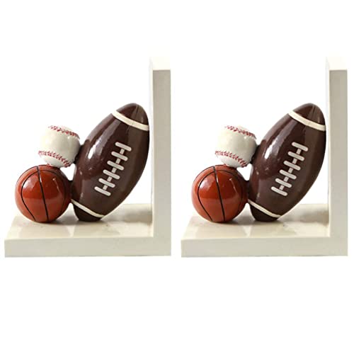 IMIKEYA Resin Bookend Book Stopper Football Basketball Heavy Duty Non-Skid Bookend for Room and Office Book Shelf Decor