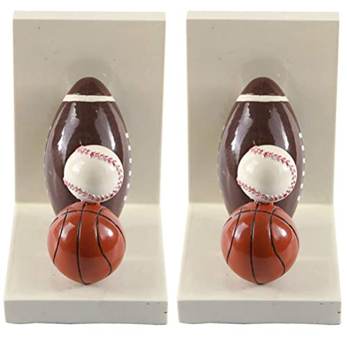 IMIKEYA Resin Bookend Book Stopper Football Basketball Heavy Duty Non-Skid Bookend for Room and Office Book Shelf Decor