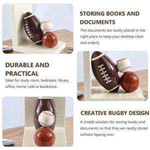 IMIKEYA Resin Bookend Book Stopper Football Basketball Heavy Duty Non-Skid Bookend for Room and Office Book Shelf Decor