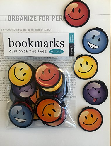 "Clip Over The Page" Emoji Bookmarks - Set of 30 - Emoticon Bulk Bookmarks for Kids Girls Boys Teens. Perfect for Gifts - Student Incentives – Birthday Party Favors – Reading Incentives