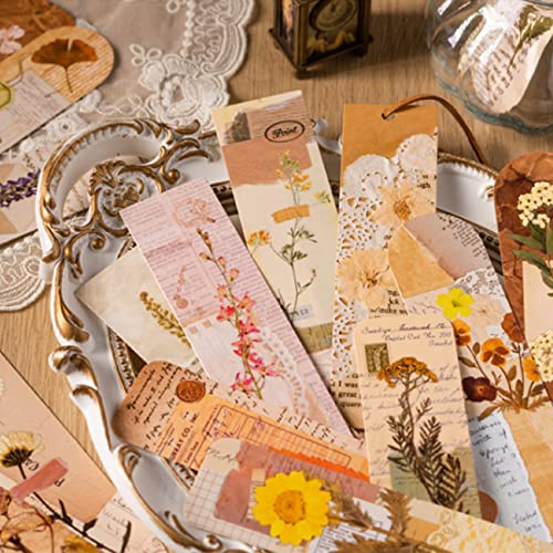 Vintage Flower DIY Card Paper Bookmark for Reading Stationery 30 Pieces